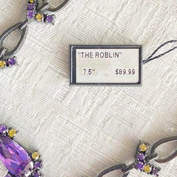 FAC Amethyst & Yellow Crystal Link Bracelet NWT - Picture 8 of 9